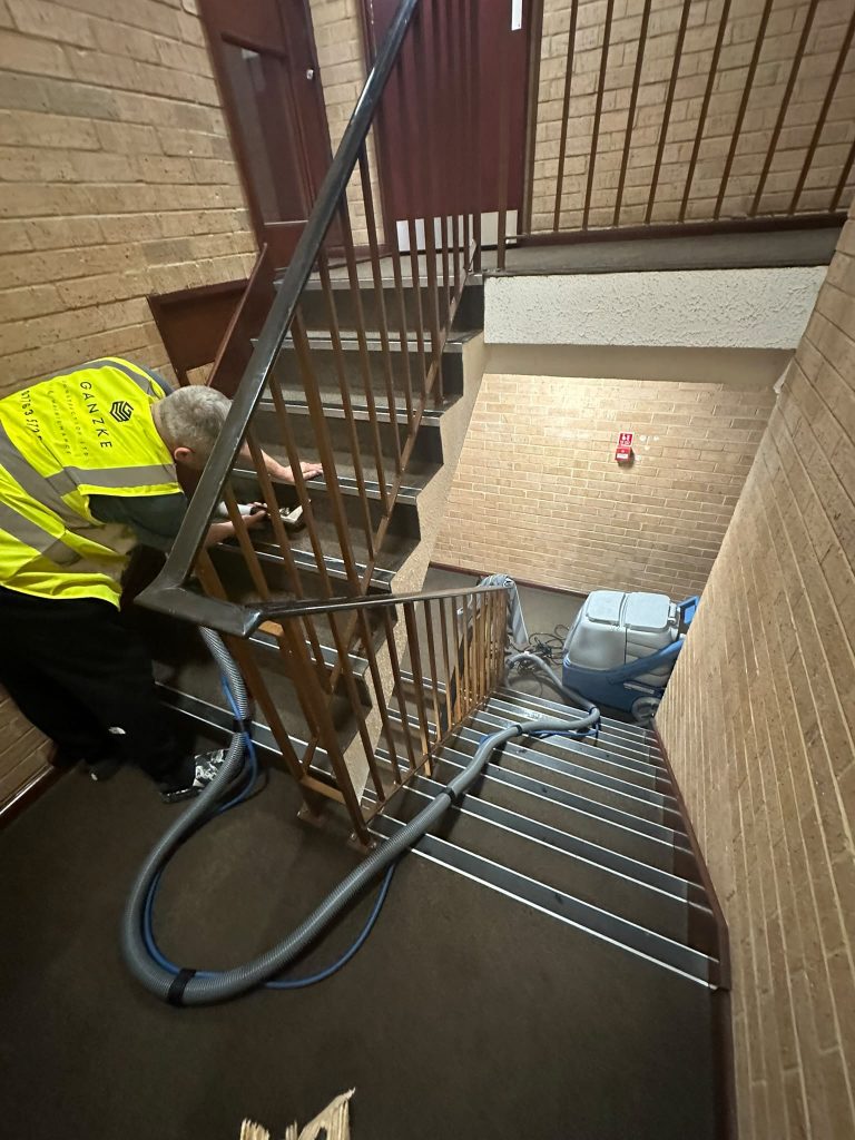 professional carpet cleaning equipment in communal area