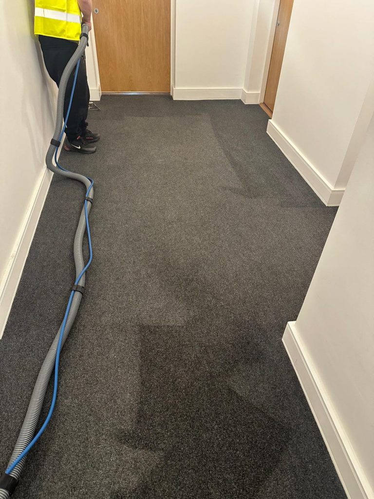 professional carpet cleaning equipment in communal area