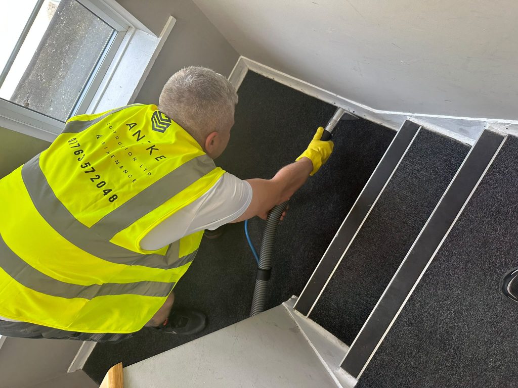 professional carpet cleaning equipment in communal area